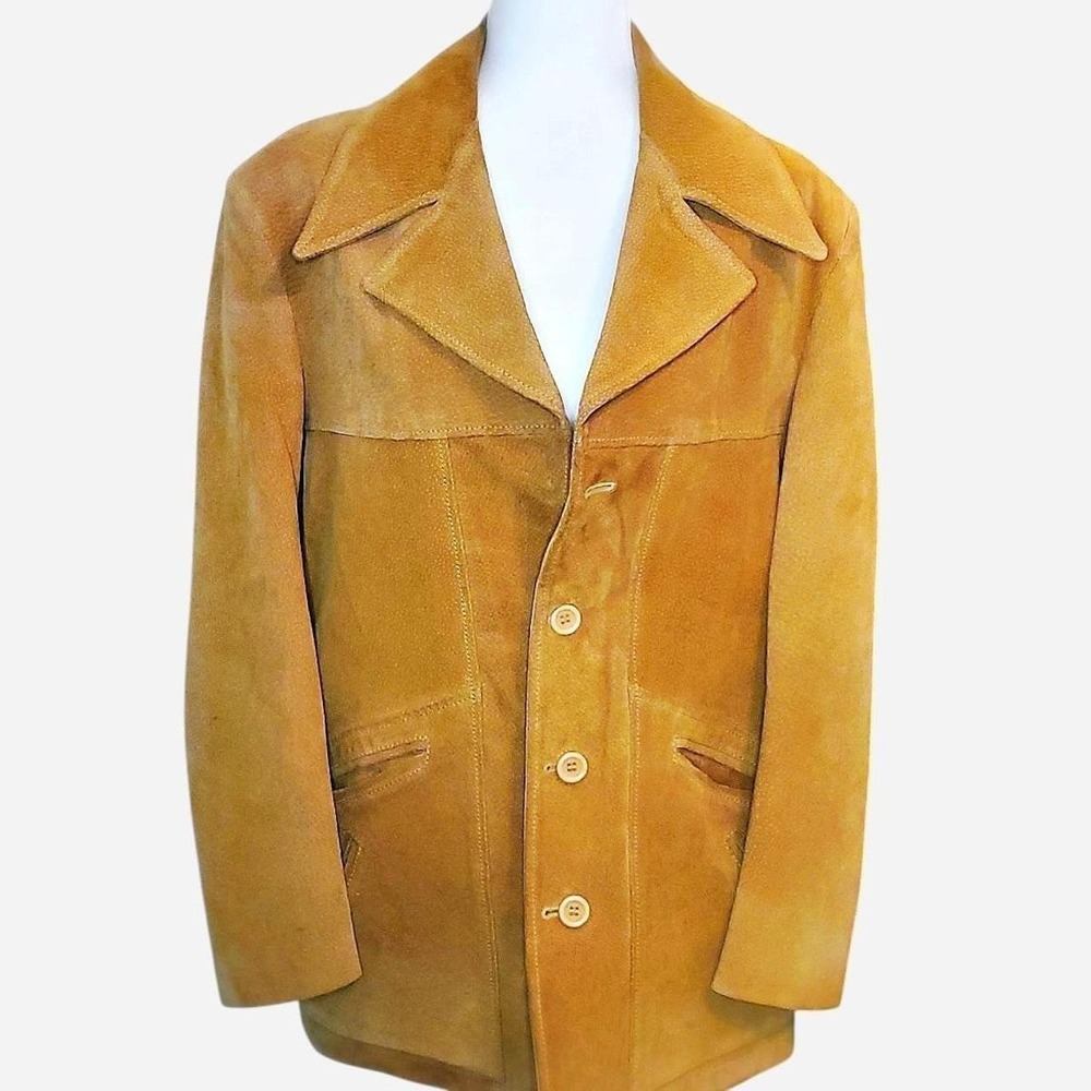 VINTAGE 1970s TAN SUEDE STRUCTURED JACKET